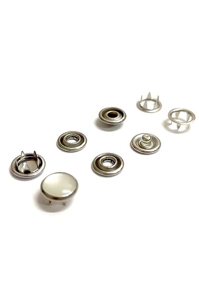 Koza 9.5 Mm Stainless Steel Click Studs - Set of 4 with Pearl Cover