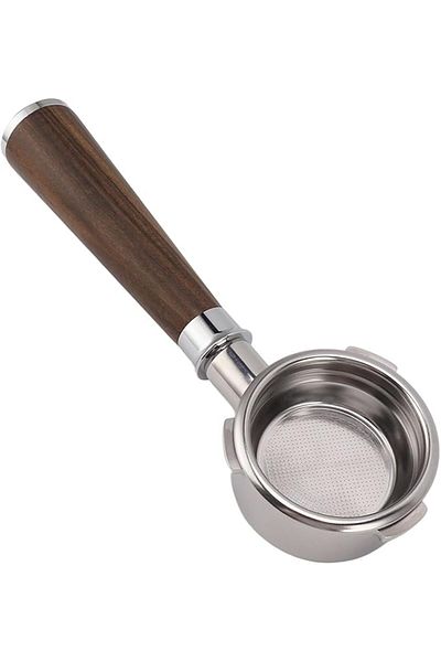 COOYA 58mm Bottomless Portafilter with Filter Basket & Wood Handle, 3 Ears Coffee Portafilter