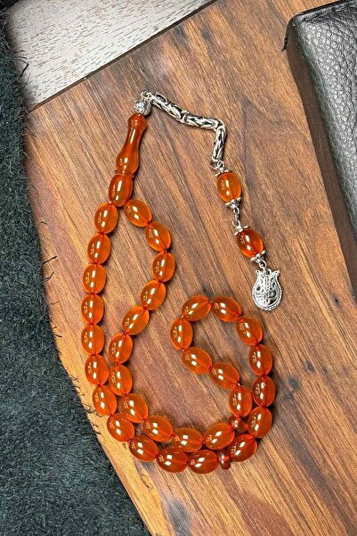 TESBİHKENTİ Fırınlanmış Malzeme Zar Rengi Sıkma Kehribar Tesbih