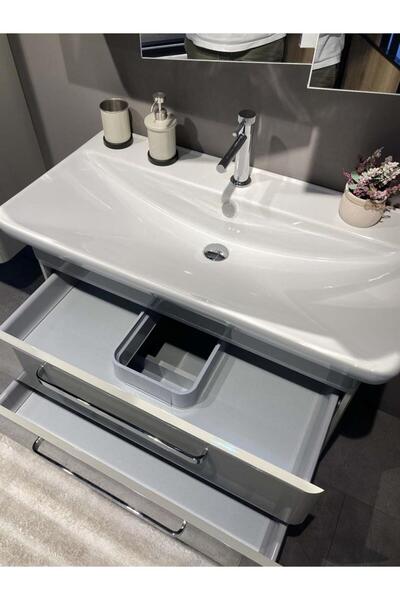 ORKA Rose 100 cm Parlak Kaşmir Banyo Dolabı Takımı