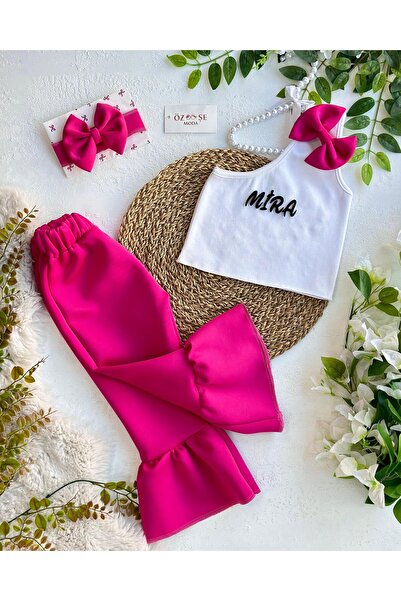 ÖZSEMODA Scuba Flared Leg Trousers Crop Set