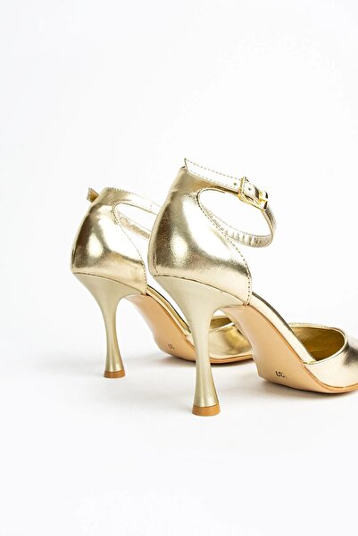 Seniorah Celandia Gold Metallic Skin Women's Heeled Shoes