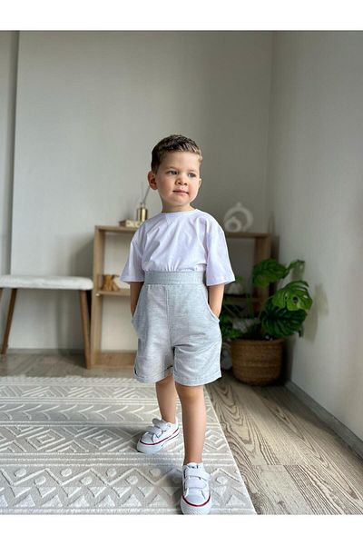 favorimkids Gray Shorts T-Shirt Set Cotton Bottom Top Set – Stylish and Stylish