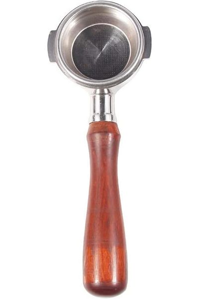 COOYA 58mm Bottomless Portafilter,for E61 Grouphead Espresso Machine,with Filter Basket & Wooden Handle