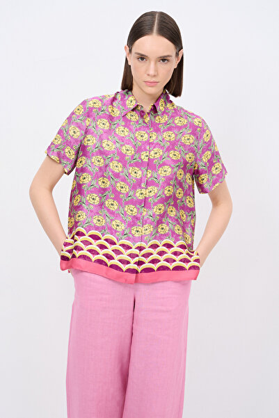 Love My Body Desenli Kısa Kollu Gömlek