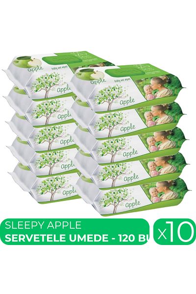 Sleepy Apple, servetele umede bebe, 10 pachete x 120 buc