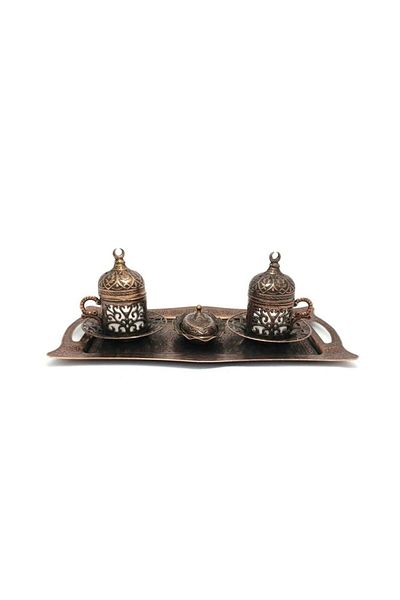 veral 2 Personality Cup Team Bronze- Copper Ottoman Patterned Motif Turkish Coffee Coffee Cup