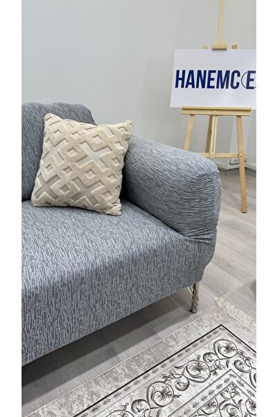 HaNemCe Jakarli 3kişilik Koltuk Örtüsü , Çekyat Kanepe Kılıfı Gri Renk (ÜRÜN İÇERİĞİ 1ADET)