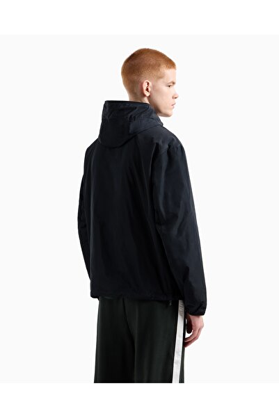 Armani Exchange Men's Regular Fit Wind and Rain Resistant Hooded Long Sleeve Navy Blue Coat Xm 000621 Af12071-