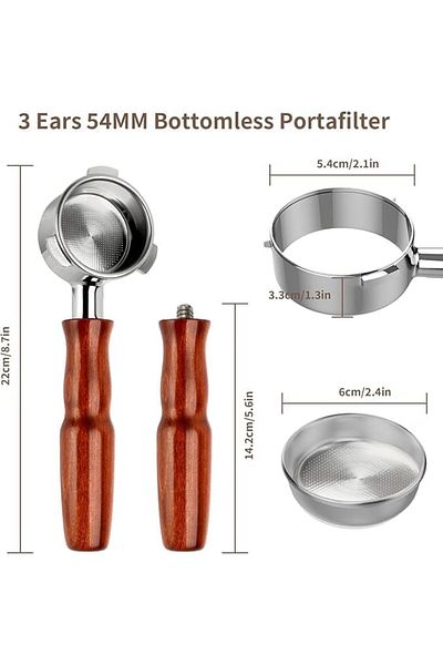 COOYA 58mm Bottomless Portafilter,for E61 Grouphead Espresso Machine,with Filter Basket & Wooden Handle