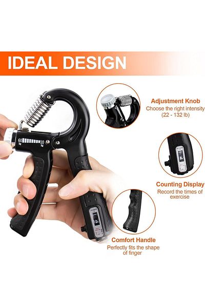 COOYA 5 Pack Hand Grip Strengthener Trainer Kit, Forearm Grip Adjustable Resistance, Black