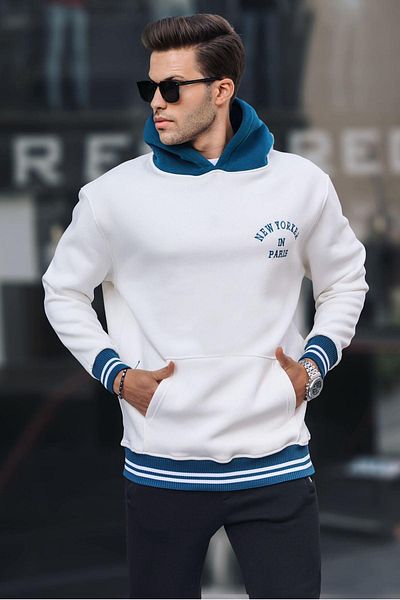 Madmext Ecru Oversize Hooded Sweatshirt 6139