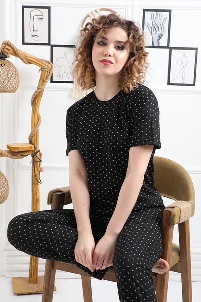 FAMES PİJAMA Patterned Combed Suprem Women's Pajama Set