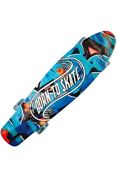 ACTION ONE Penny Board Born to Skate 56x15 cm, cu roti luminoase PU, ABEC-7, cadru aluminiu, 90 KG