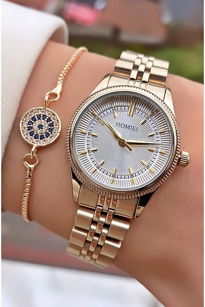 Homies Brand Gold Color Waterproof Women's Wristwatch - Bracelet 0850hms011270