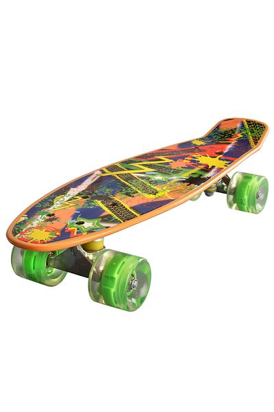 ACTION ONE Penny Board Splash 56x15 cm, cu roti luminoase PU, ABEC-7, cadru aluminiu, 90 KG