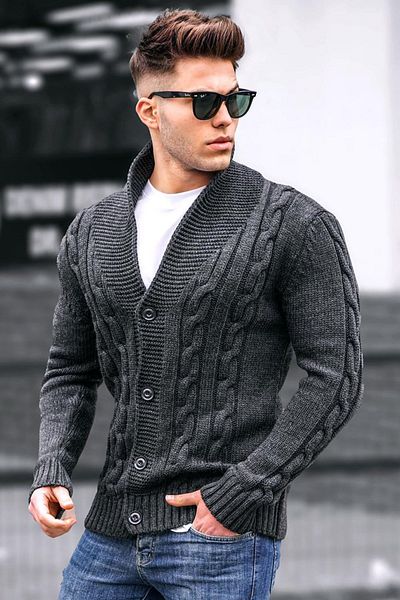 Madmext Antracitový pletený cardigan 9053