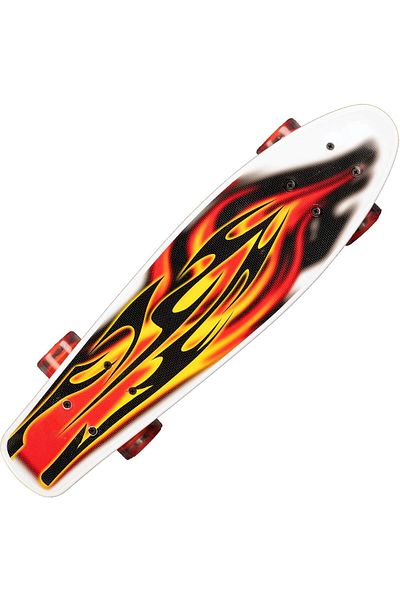 ACTION ONE Penny Board Flames 56x15 cm, with PU light wheels, ABEC-7, aluminum frame, 90 KG