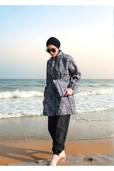 dilber fashion Σετ μαγιό Hijab με κορδόνι που δένει τη μέση με μπόνε και τσάντα δώρο