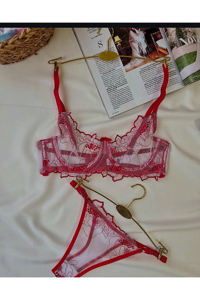 Nashera Rosetta Red Underwire Lingerie Set
