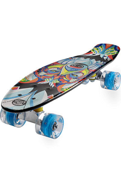 ACTION ONE Penny Board Wolf double print, 56x15 cm, PU wheels, ABEC-7, aluminum frame