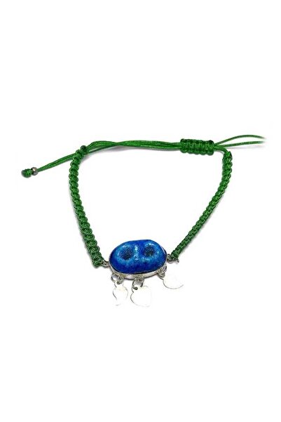 Midyat Gümüş Dünyası Kadın Yeşil Kordonlu Gümüş Süryani Bileklik 2020219