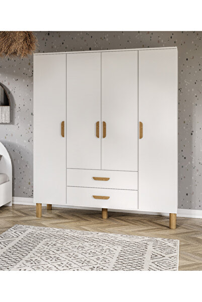 Afilli Mobilya Güneş Bohem 4 Kapaklı Gardrop Tamamı Mdf