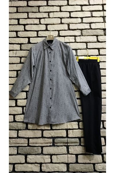 Ebruli Striped Tunic Viscose Shirt