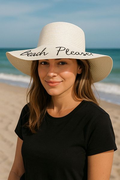 Mollycrush Women's Beige Straw Hat - Wide Brim, Summer Beach Sun Protection