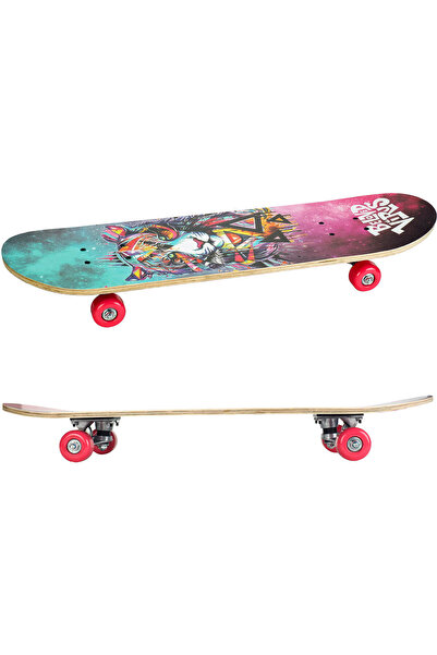 ACTION ONE Skateboard Tiger dublu print, 70x20 cm, cu roti PU, ABEC-7, cadru aluminiu