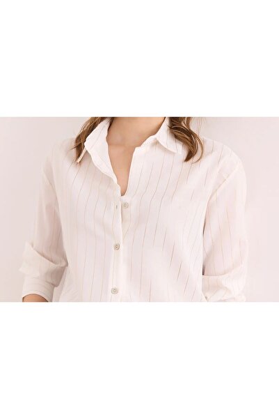 boutich Gold Foil Striped Button down Shirt