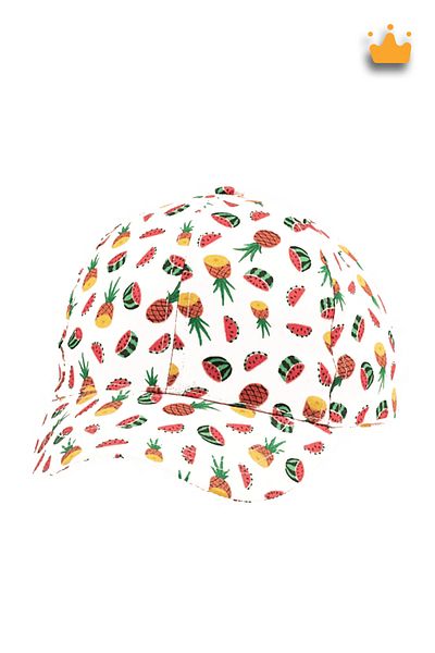 Kitti 4-8 Years 52cm Girls Summer Patterned Adjustable Hat Cap White