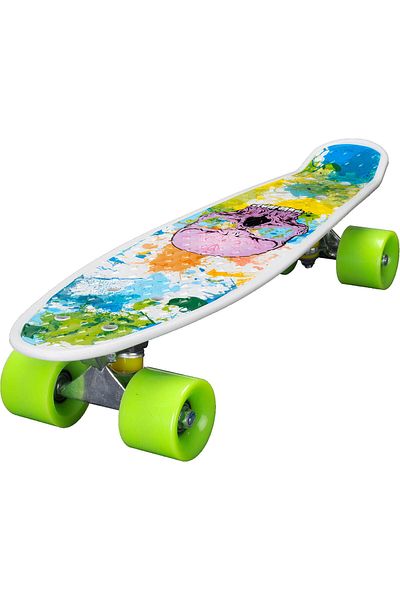 ACTION ONE Penny Board Pink Skull 56x15 cm, roti PU, ABEC-7, cadru aluminiu