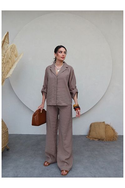 ESRAHELVACI Shirt Collar Trousers Set