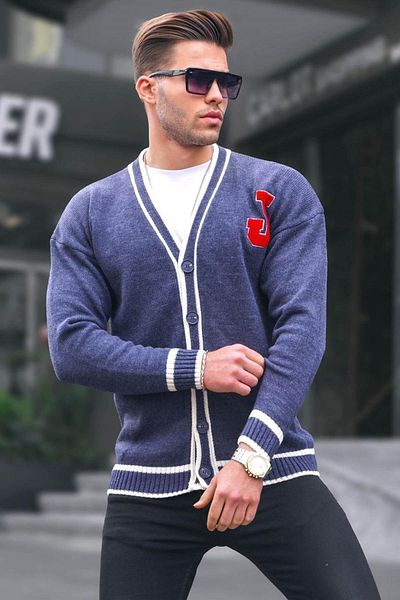 Madmext Marineblauer Herren-Strick-Cardigan 6314