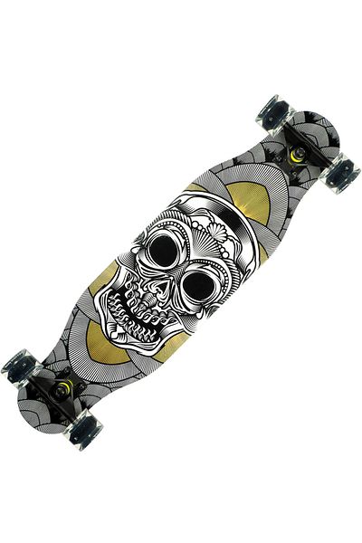 ACTION ONE Longboard Silver Death 80x20 cm, cu roti luminoase PU, ABEC-7, cadru aluminiu, 100 KG