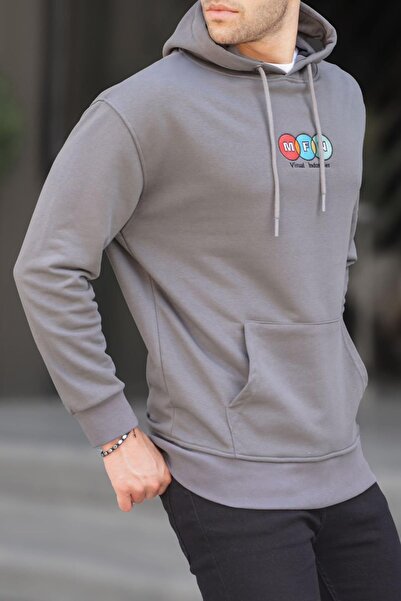 Madmext Geräuchertes, besticktes Herren-Sweatshirt mit Kapuze 6145