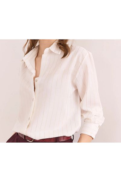 boutich Gold Foil Striped Button down Shirt