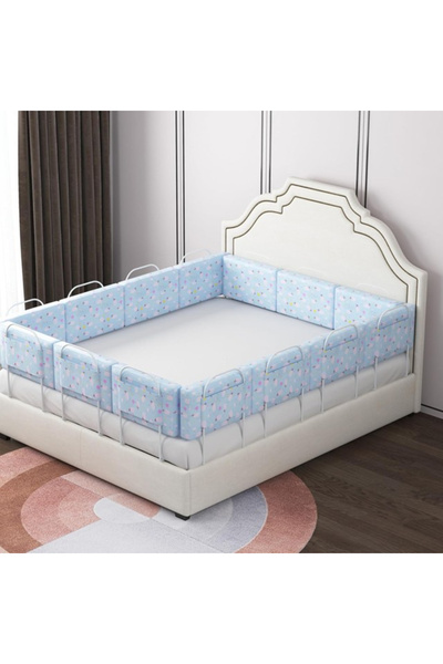 Chock chick Mini-Bumper protectie pat, 50(L)x56(H) cm, Turcoaz, protectie pat bebe, bariera de pat