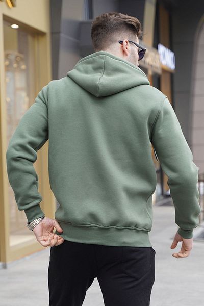 Madmext Khaki Green Hooded Regular Fit Men's Sweatshirt 6033