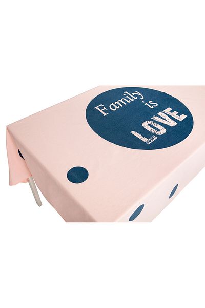 Homelux Tablecloth Family 150X200 Cm 100% Cotton Pink/Bleumarlinen