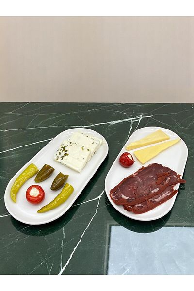 ALCE 2-Piece Ceramic Appetizer Salad Breakfast Cheese Presentation Plate Datça