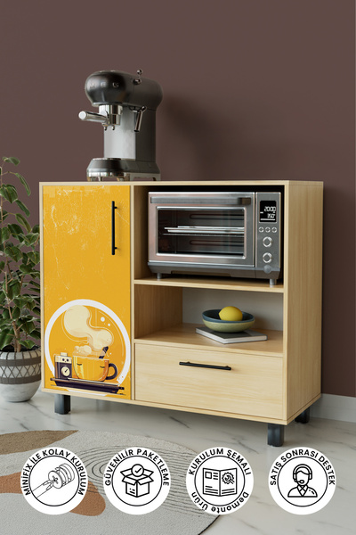 hediye kapında Yellow Design "Dafni" Kahve Köşesi Çekmeceli Çok Amaçli Mutfak Dolabı