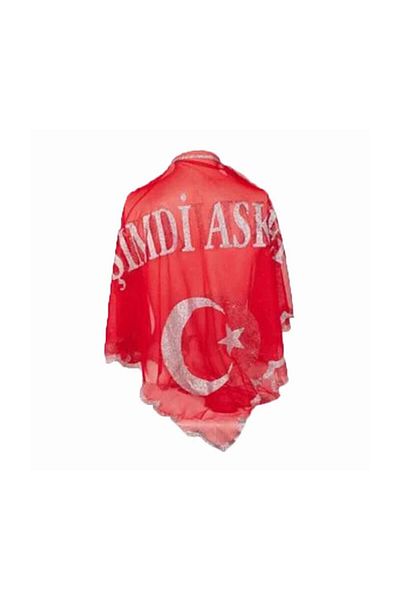 Lider That Now Soldier Shawl & Soldier Cover Red Color Flag Sequin Embroidered