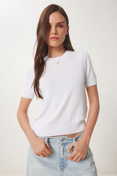 Lovelyİstanbul Basic Εποχιακή Πλεκτή Μπλούζα ΛΕΥΚΗ LUS0119
