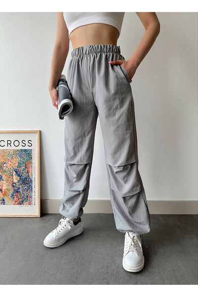 Zerenyus Women's Gray Parachute Fabric Trousers