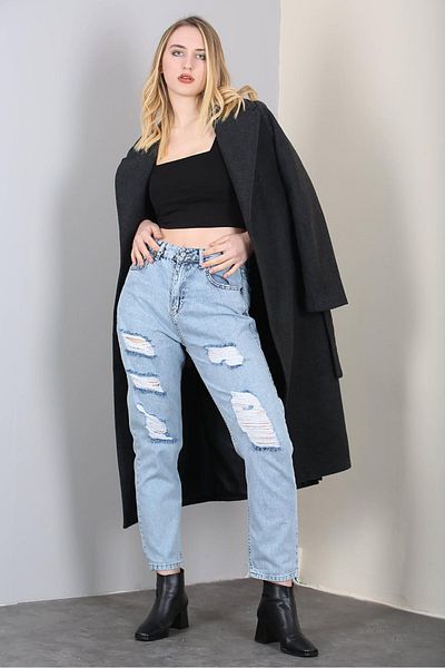 Madmext Mad Girls Blue Ripped Jeans Mg1150