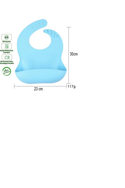 GÜLÜMSE BEBEK Silicone Bib-Blue Color