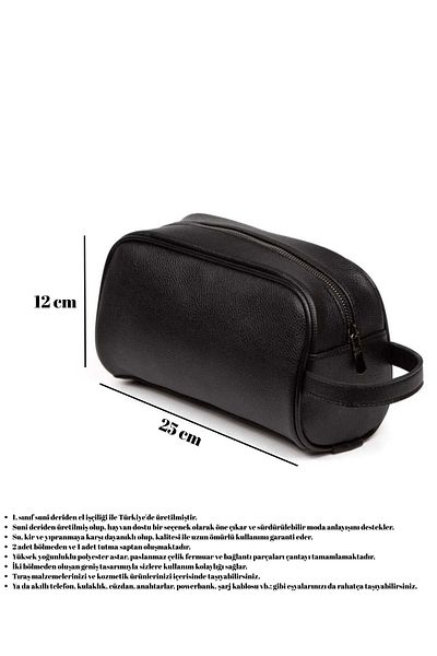 CERFF LEATHER CLUP Faux Leather Men's Shaving Bag, Daily Cosmetic Bag Shaving Rack