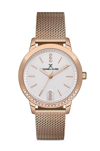 Daniel Klein New Model Rose Gold Mesh Bracelet 3 Atm Waterproof Women's Wristwatch, Bracelet Gift